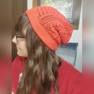 Women's Knit Hat Slouchy Beanie Red